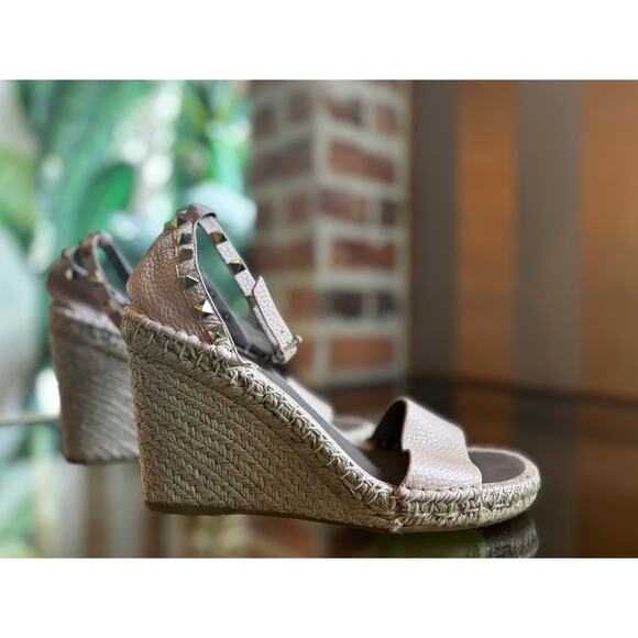 VALENTINO Pink Rockstud Espadrille Wedges - Picture 3 of 5
